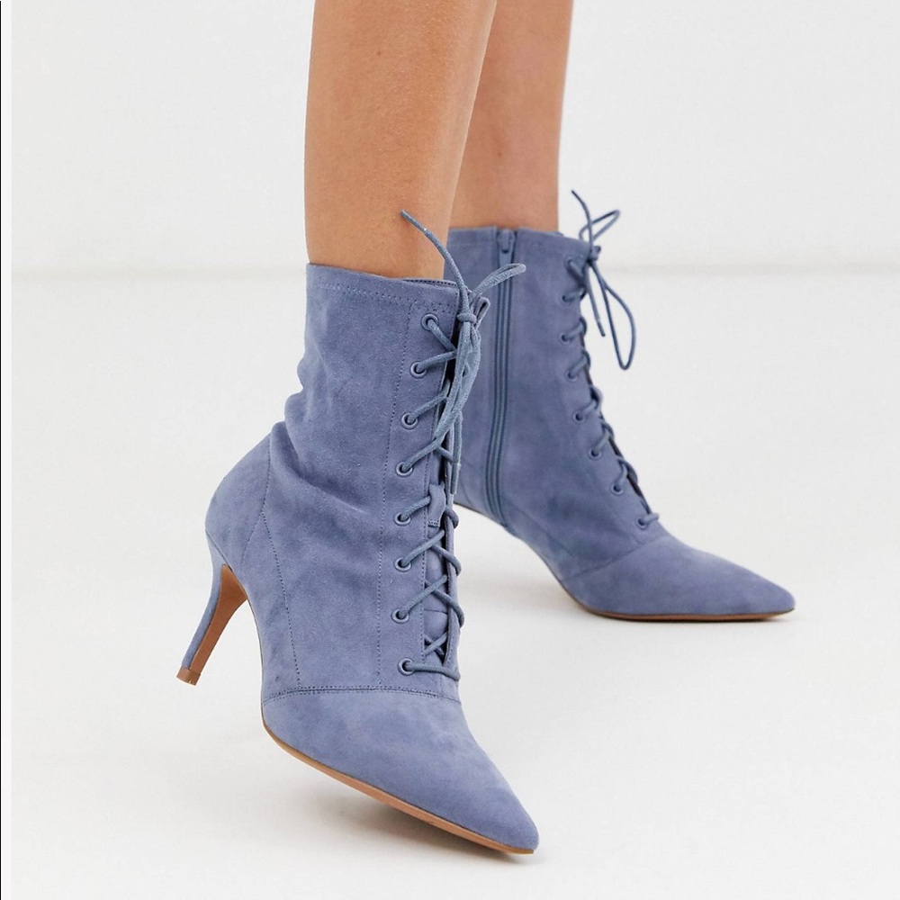 ASOS DESIGN Respect Lace Up Kitten Heel Boots